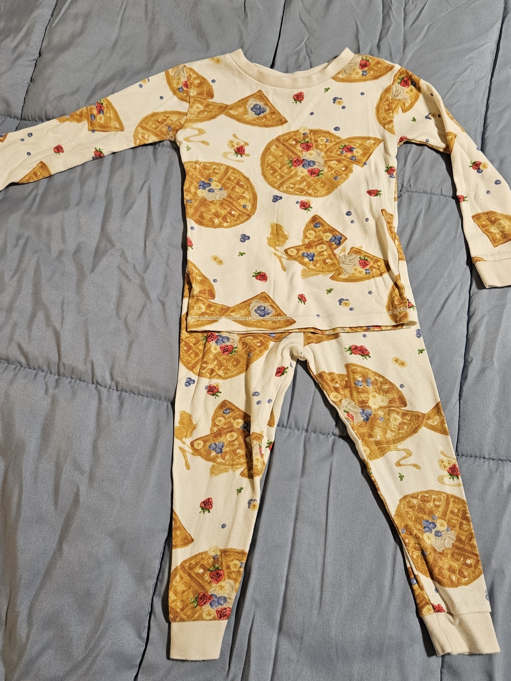 Burts Bees 2T Toddler Pajamas Sunday Waffles Cream 100% Organic Cotton Set